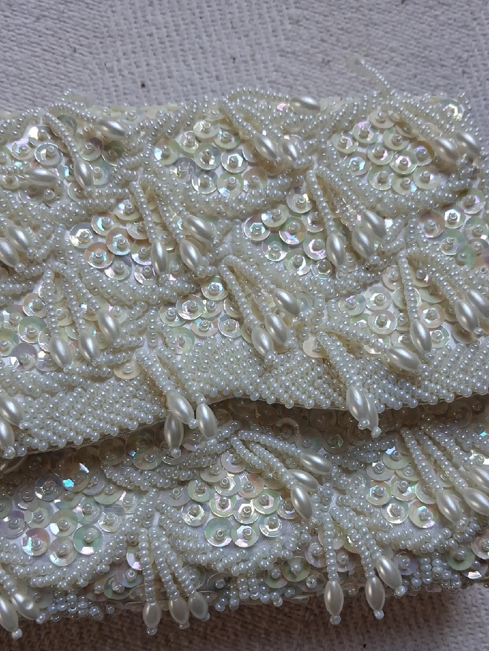 Embellished Ivory Beaded Evening Clutch - Picture 4 of 7